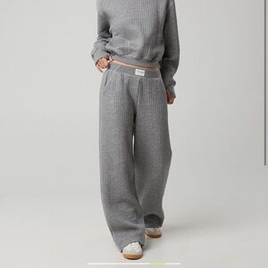 Aerie Gray Ribbed “coffee run” Lounge Pants